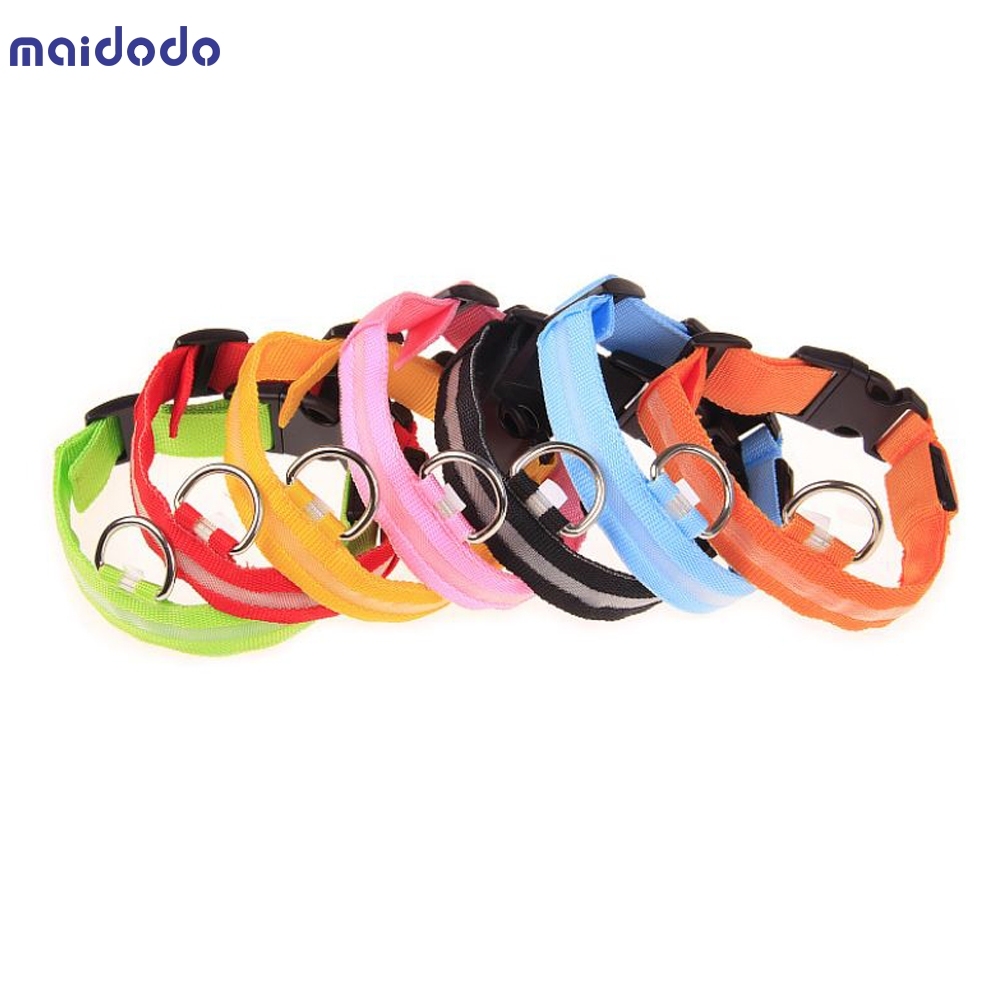 Nylon Pet Dog Collar Led Luminous Collar Light Night Safety Collar