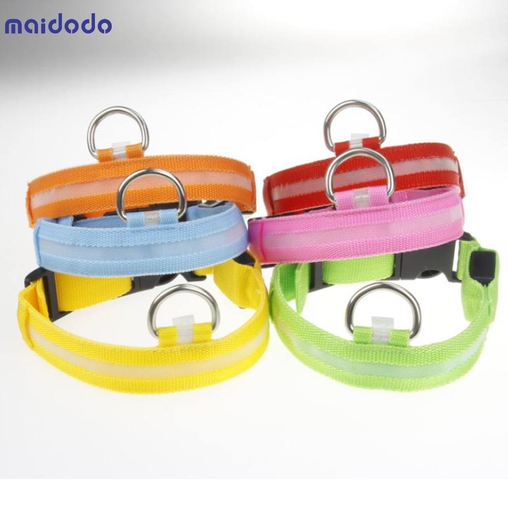 Nylon Pet Dog Collar Led Luminous Collar Light Night Safety Collar