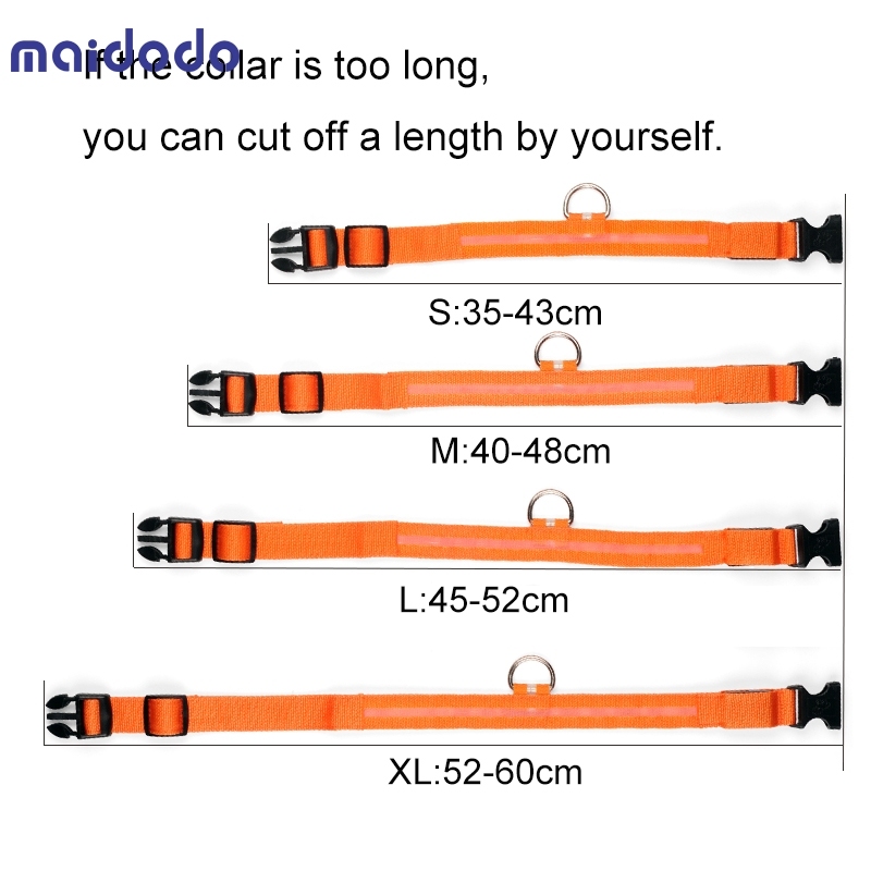 Nylon Pet Dog Collar Led Luminous Collar Light Night Safety Collar