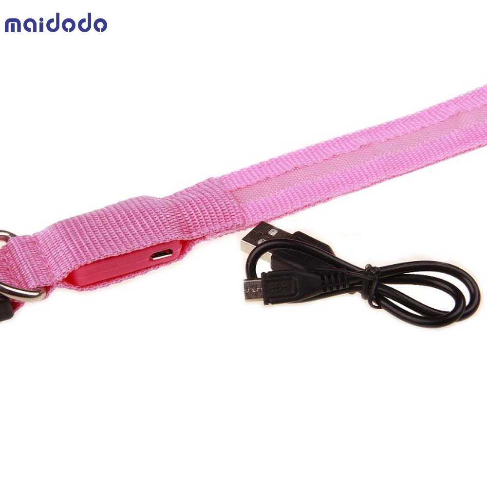 Nylon Pet Dog Collar Led Luminous Collar Light Night Safety Collar
