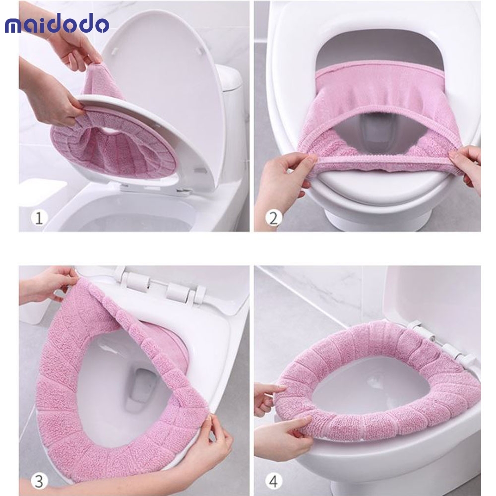 Cover Washable Closestool Soft Cushion Thick Knitted Bathroom Toilet Seat