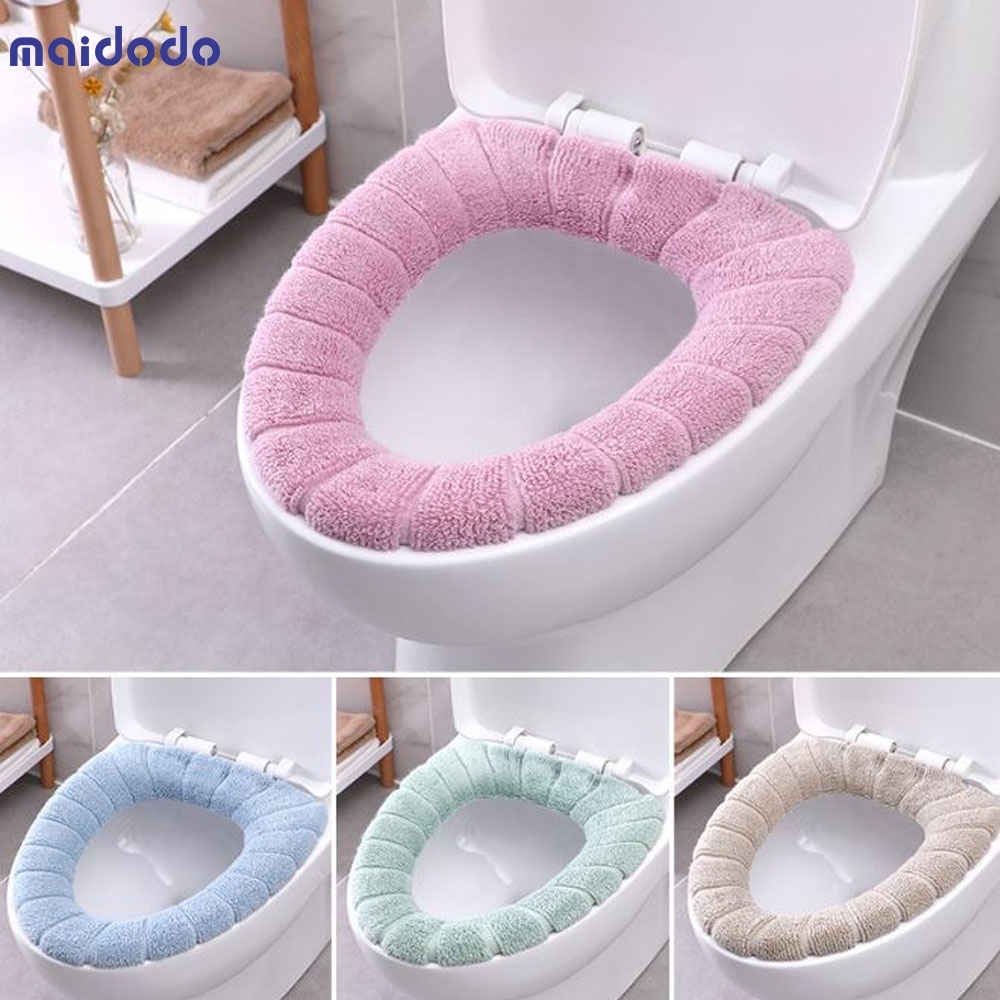 Cover Washable Closestool Soft Cushion Thick Knitted Bathroom Toilet Seat