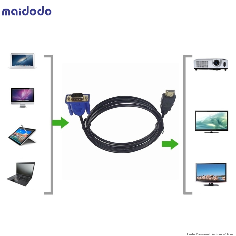 Gold-plated 1080P HDMI Male to VGA Male Active Video Converter Cord HDMI to VGA Adapter Cable