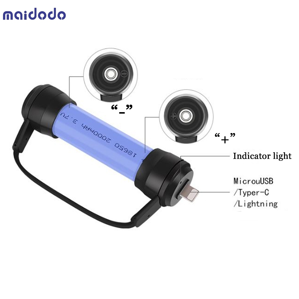 18650 charger mini magnetic emergency power supply for Apples Android phone Lighting / Micro usb / Typer-c Charging port