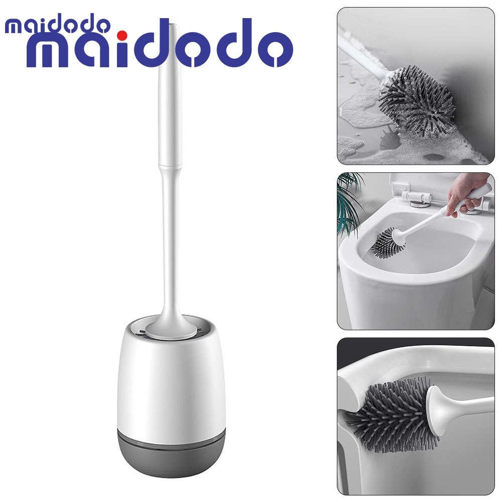 Silicone Toilet Brush Soft Bristle Bathroom Toilet Brush Holder Set Cleaning Tool Plastic Rubber