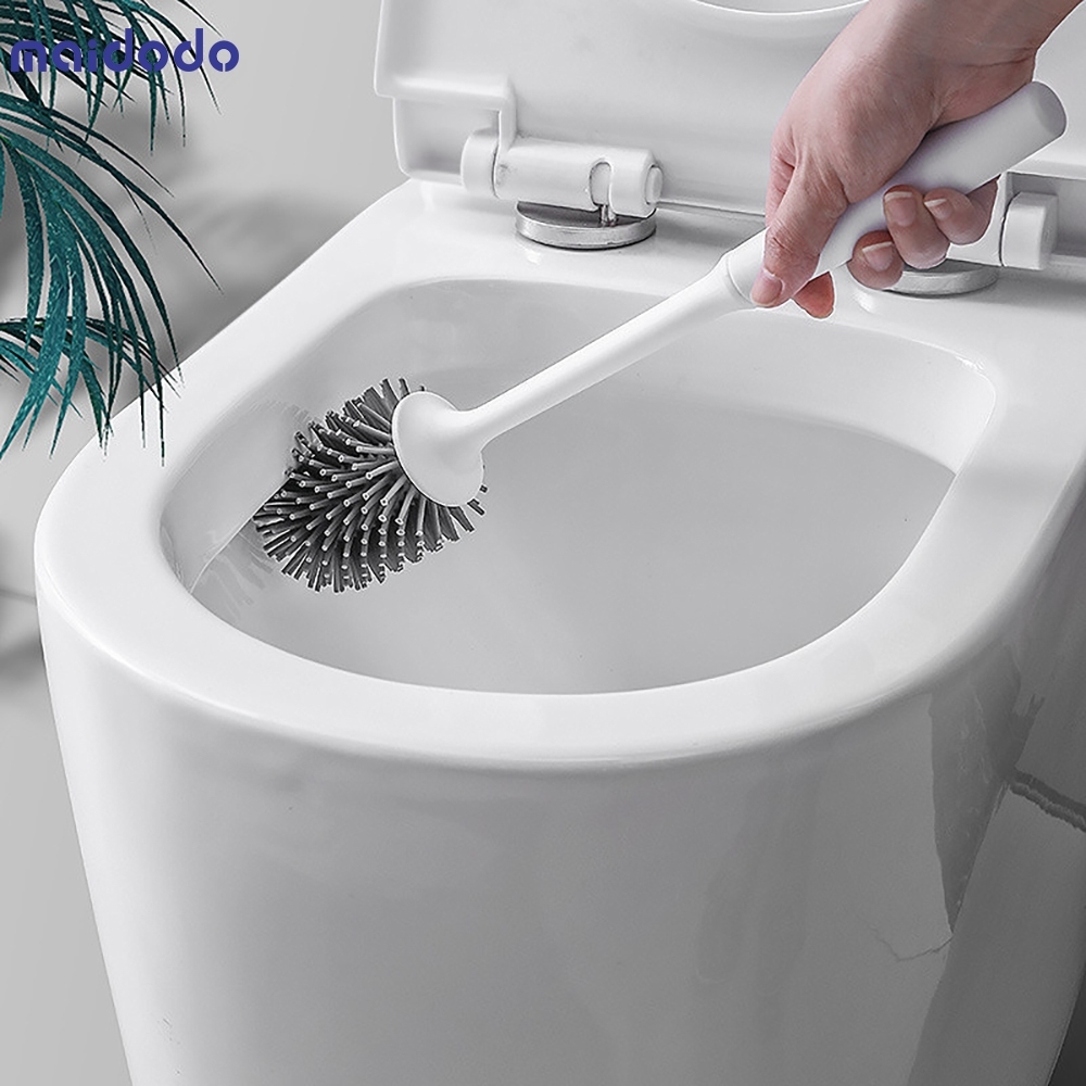 Silicone Toilet Brush Soft Bristle Bathroom Toilet Brush Holder Set Cleaning Tool Plastic Rubber
