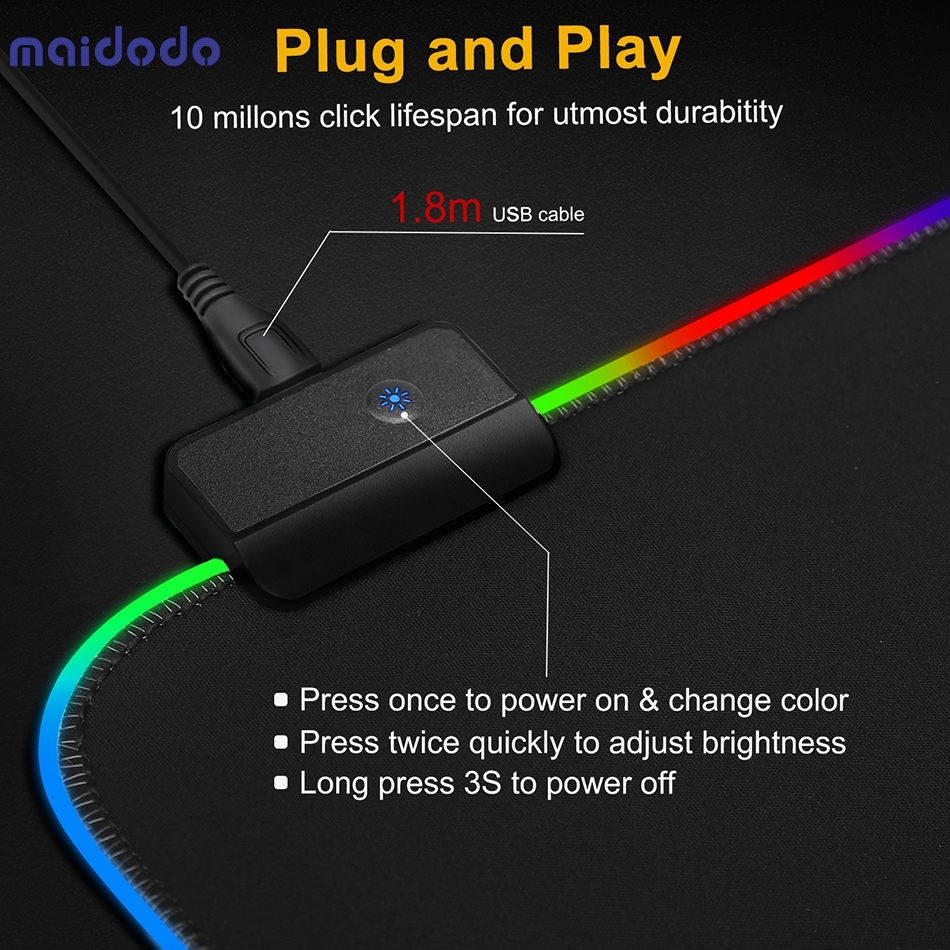 RGB Gaming Mouse Pad Led Computer Mousepad with Backlight Carpet