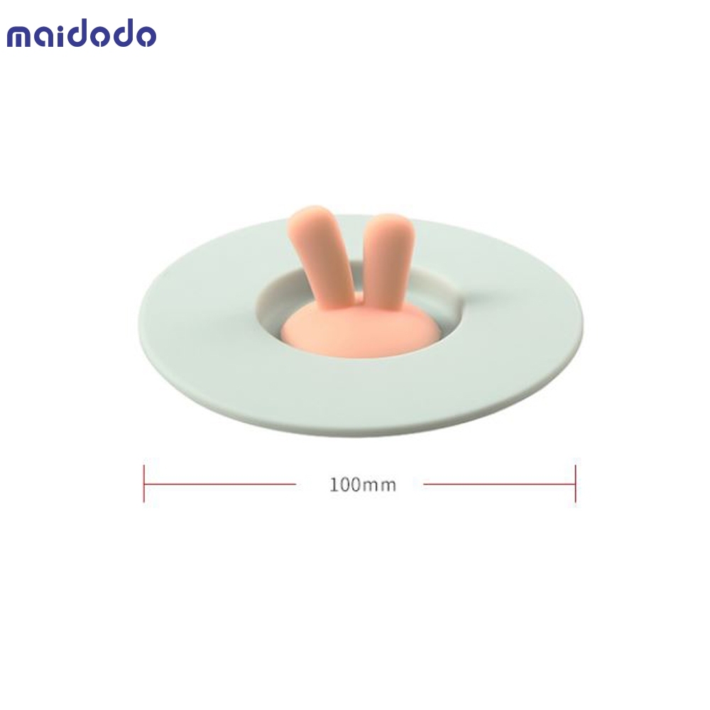 Cartoon Silicone Cup Sealed Cover Heat Resistant Rabbit Ear Shape Leak-proof Cup Lid