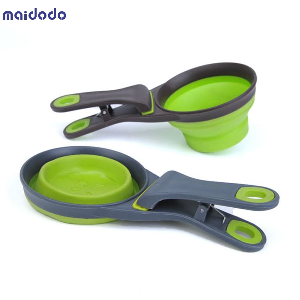 Folding Pet Bowl Food Spoon Foldable Food Bag Water Bowl Measuring Cup Dog Food Spoon