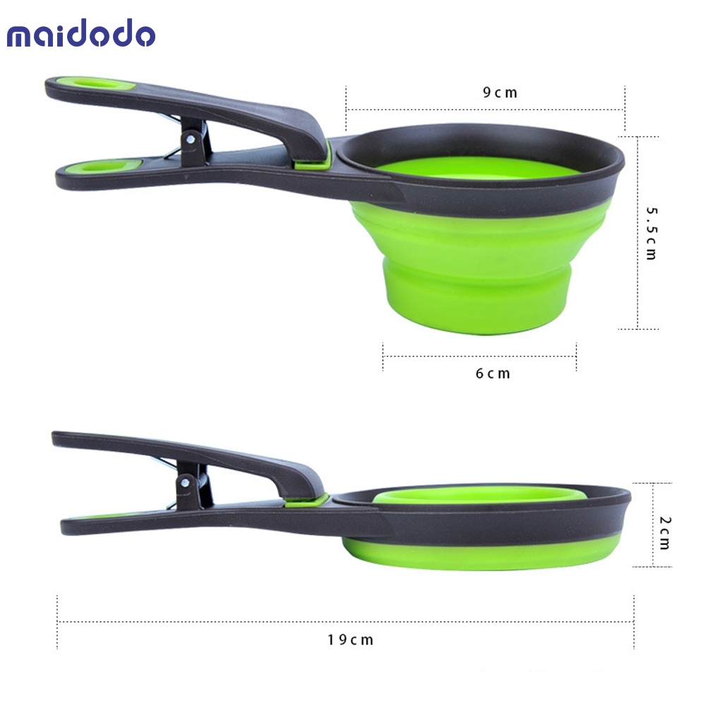 Folding Pet Bowl Food Spoon Foldable Food Bag Water Bowl Measuring Cup Dog Food Spoon