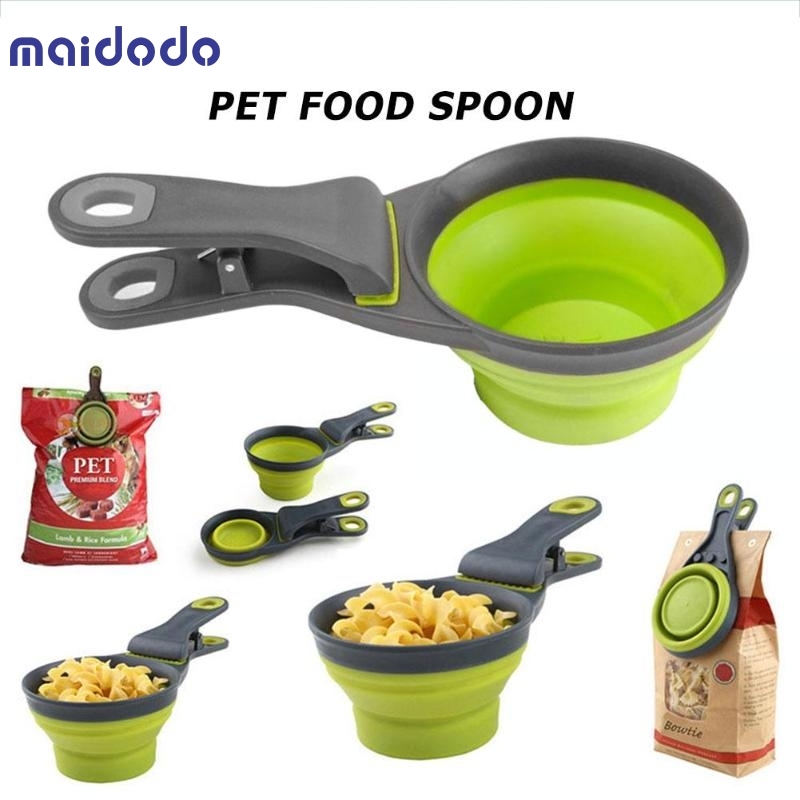 Folding Pet Bowl Food Spoon Foldable Food Bag Water Bowl Measuring Cup Dog Food Spoon