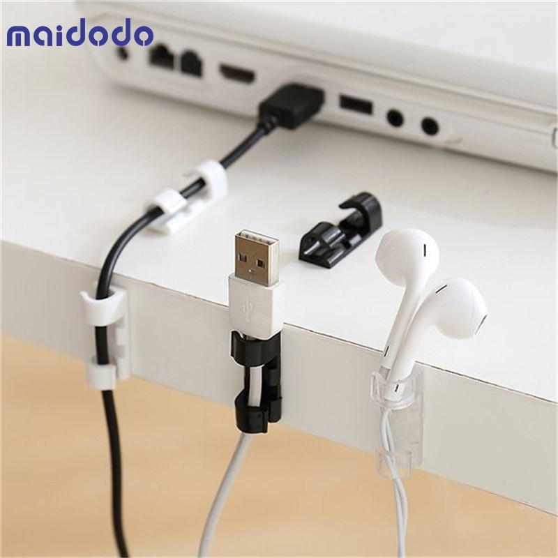 20pcs Self-adhesive Wire Organizer Line Cable Clip Buckle Clips Ties Fixer Fastener Holder Data Telephone Line Winder Sleeve