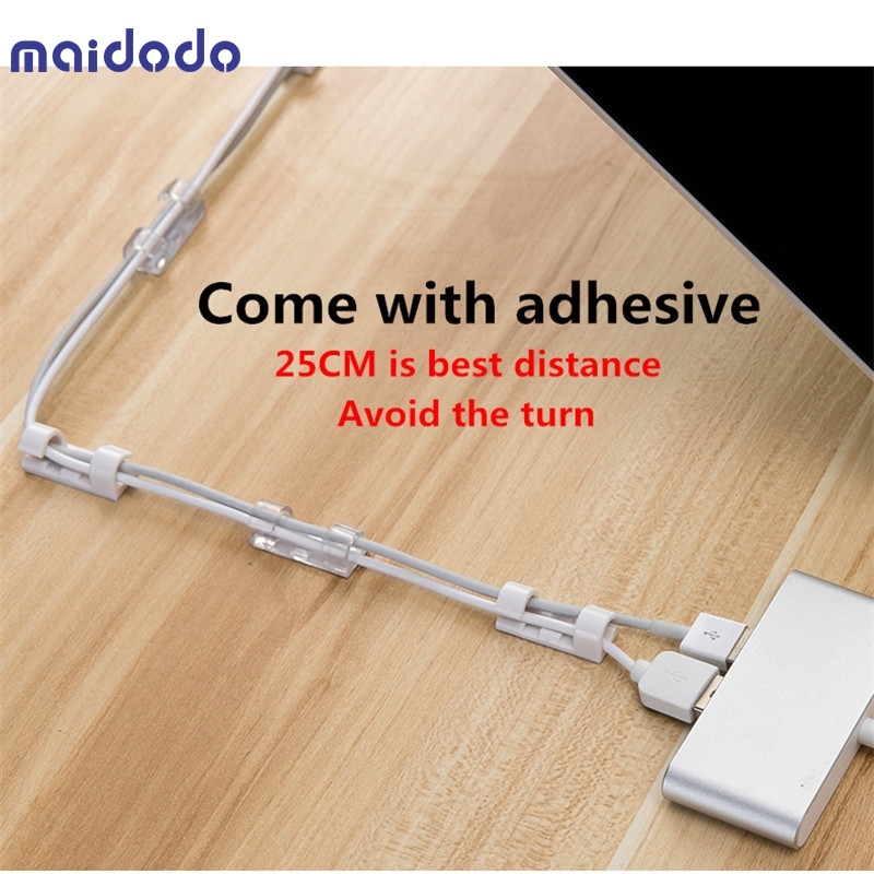 20pcs Self-adhesive Wire Organizer Line Cable Clip Buckle Clips Ties Fixer Fastener Holder Data Telephone Line Winder Sleeve