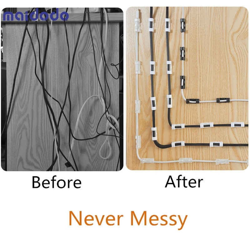 20pcs Self-adhesive Wire Organizer Line Cable Clip Buckle Clips Ties Fixer Fastener Holder Data Telephone Line Winder Sleeve