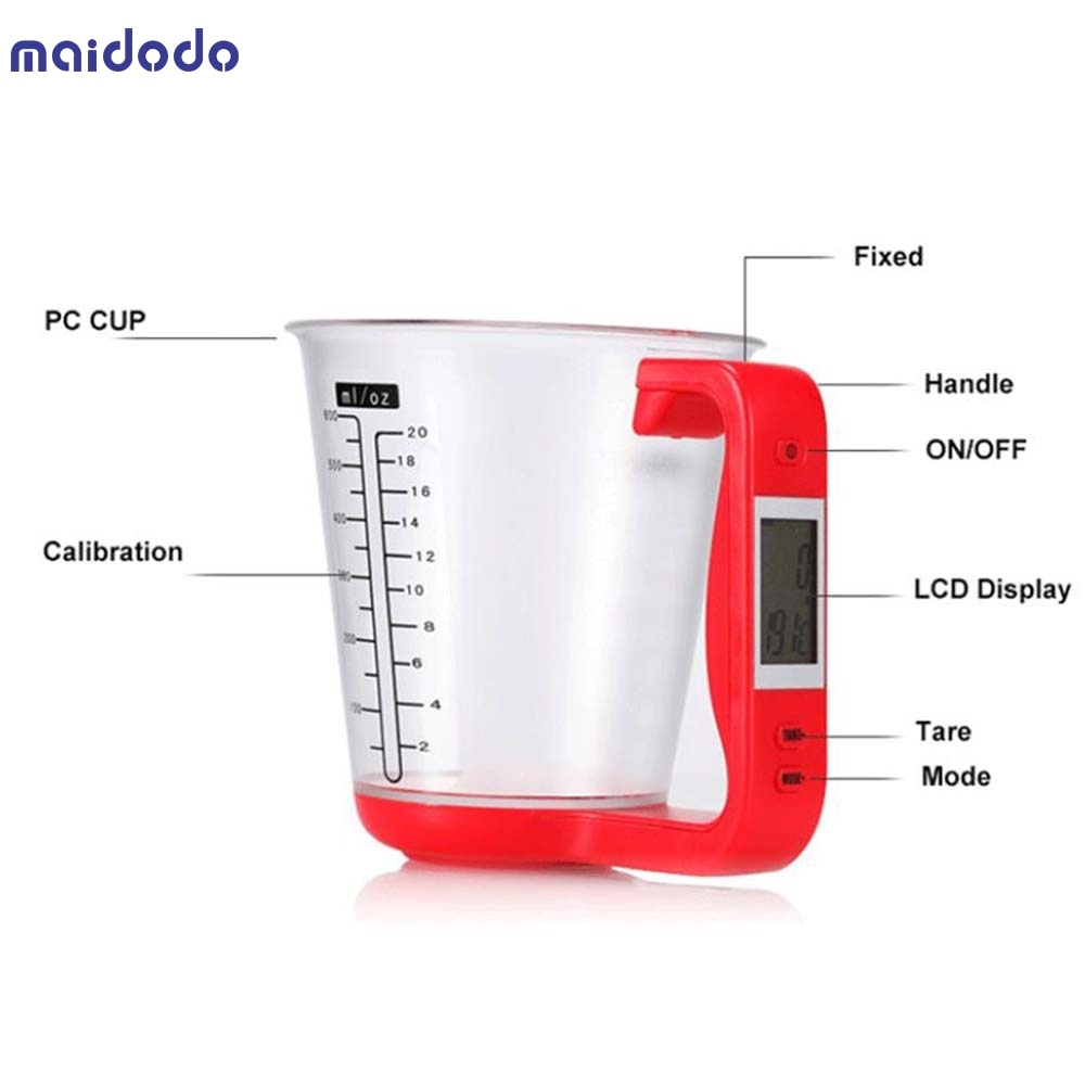Electronic Measuring Cup Kitchen Scales Digital Beaker Host Weigh Temperature Measurement Cups With LCD Display