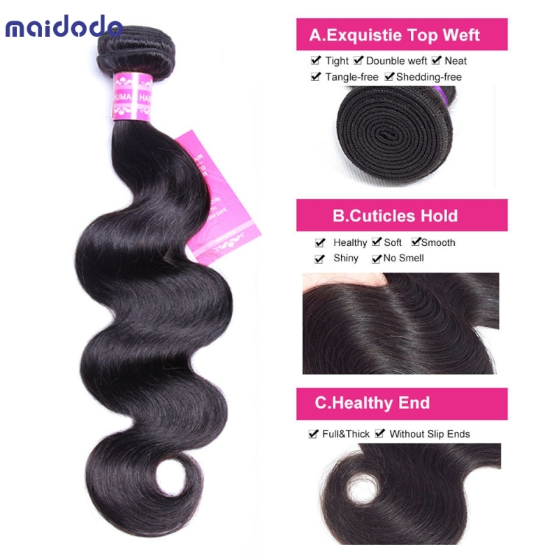 Wave Bundles 100% Human Hair Extensions Natural Color 3 Bundle