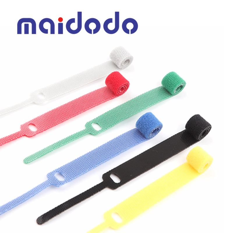 maidodo 10PCS Fastening Cable Ties Reusable, Premium 6-Inch Adjustable Cord Ties, Microfiber Cloth Cable Management Straps Hook Loop Cord Organizer Wi