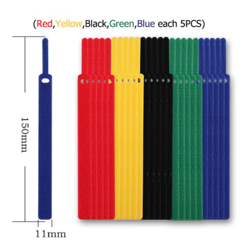 maidodo 10PCS Fastening Cable Ties Reusable, Premium 6-Inch Adjustable Cord Ties, Microfiber Cloth Cable Management Straps Hook Loop Cord Organizer Wi