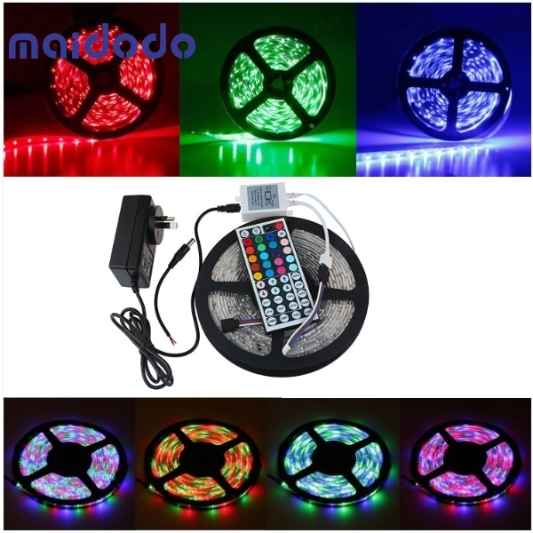 SMD 3528 RGB 300LEDs Color Changing Kit with Flexible Strip Light+44 Key IR Remote Control + Power Supply