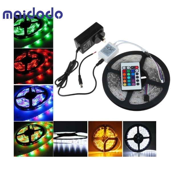 SMD 3528 RGB 300LEDs Color Changing Kit with Flexible Strip Light+24 Key IR Remote Control + Power Supply
