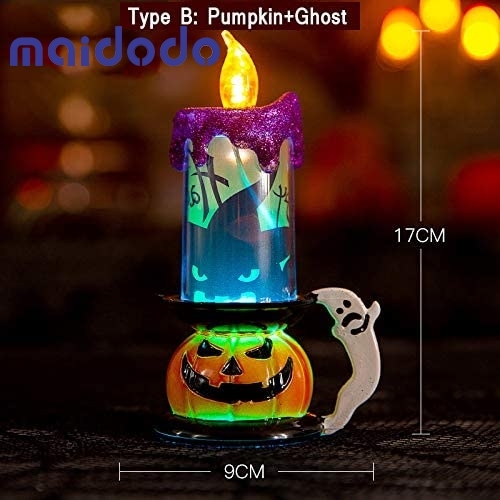 Halloween Candle Lights, Decorative  Electronic Candle Lights, Skull Pumpkin Lights, Halloween  Decorations
