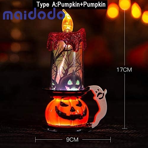 Halloween Candle Lights, Decorative  Electronic Candle Lights, Skull Pumpkin Lights, Halloween  Decorations