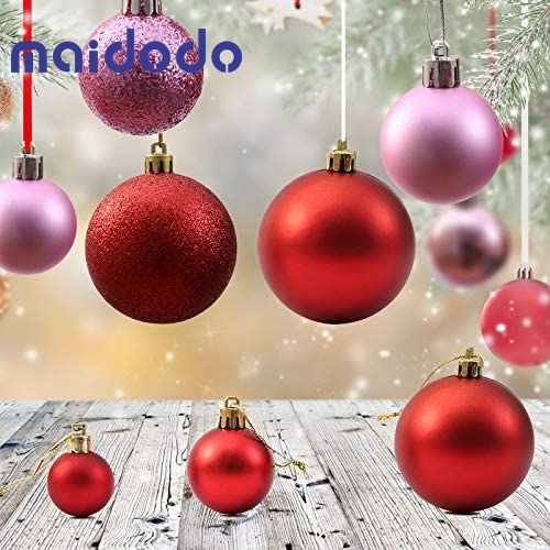 maidodo 24PCS Christmas Balls Christmas tree plastic baubles Shatterproof Balls Decoration 4CM