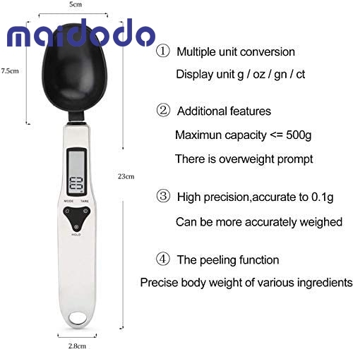 Electronic Measuring Spoon, Digital Scale Spoon, Kitchen Electronic Weighing Spoon with LCD Display for Cooking, Baking, Flour, Spices, Medicine, Seas