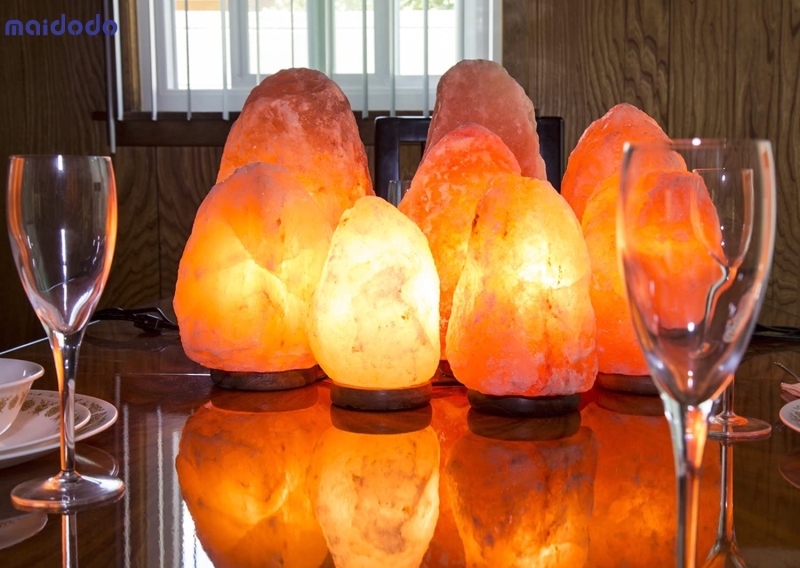Himalayan Salt Lamp 10-12” (11-15 lb) with Dimmer Switch - All Natural and Handcrafted with Wooden Base and an Extra Bulb