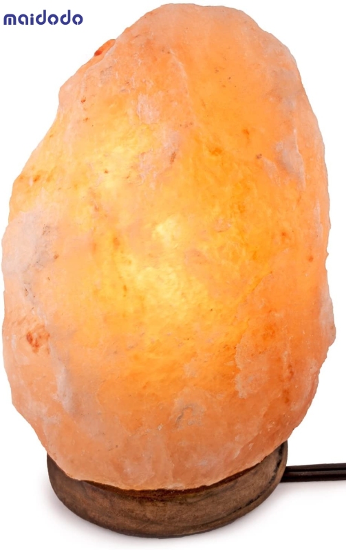 Himalayan Salt Lamp 10-12” (11-15 lb) with Dimmer Switch - All Natural and Handcrafted with Wooden Base and an Extra Bulb