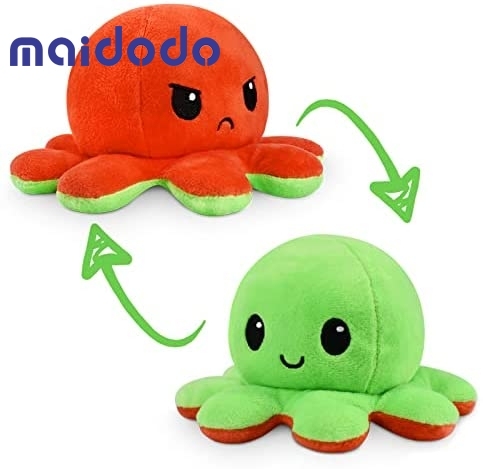 TeeTurtle | The Original Reversible Octopus Plushie | Patented Design | Blue + Purple | Happy + Angry | Show your mood without saying a word!