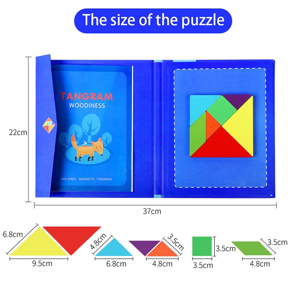 maidodo Tangram Puzzles, Wooden Pattern Tangram Magnetic Puzzle Shape Blocks for Kids Educational Toys,Toy Gift for Kid Toddlers Age 3+ Years Old