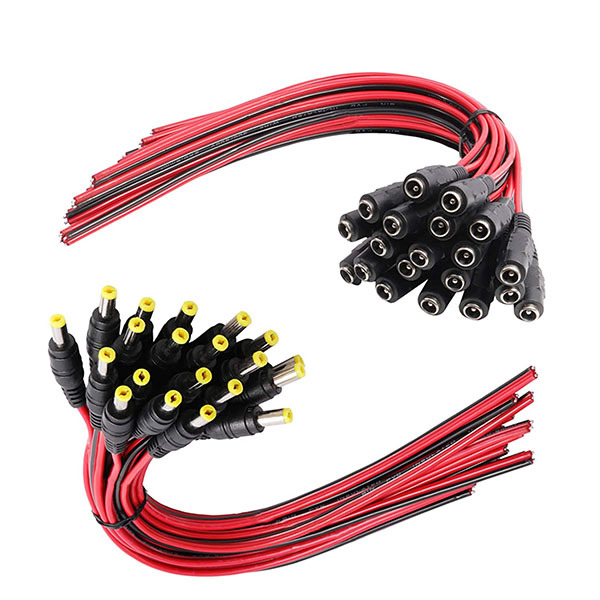 maidodo DC power pigtail cable true 18AWG 43x2 copper wire for CCTV security cameras and lighting power adapters.