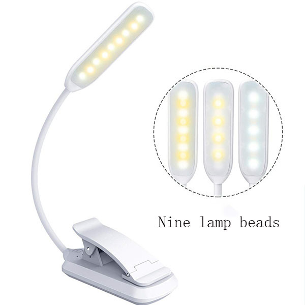 maidodo LED eye reading lamp plastic reading book color, arbitrary angle USB charging reading clip lamp.