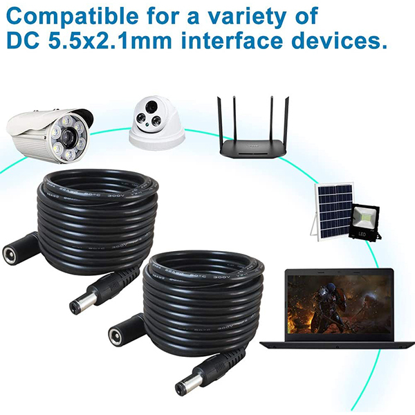 maidodo 5.5mm x 2.1mm Extension Cord, DC 12v Power Supply Adapter for CCTV Security Camera Surveillance Indoor IP Camera Dvr Standalone LED Strip, Car, 12 Volt Male to Female Plug Cable 10ft