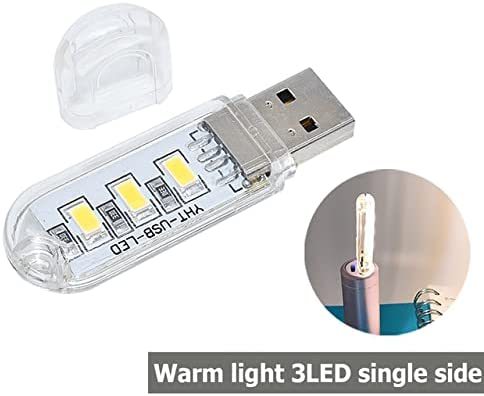 maidodo 5PCS DC 5V Mini Portable USB Night Light 3leds 5730 SMD Desk Book Reading Lights for PC Laptops Computer Mobile Power Camping lamp Cold White