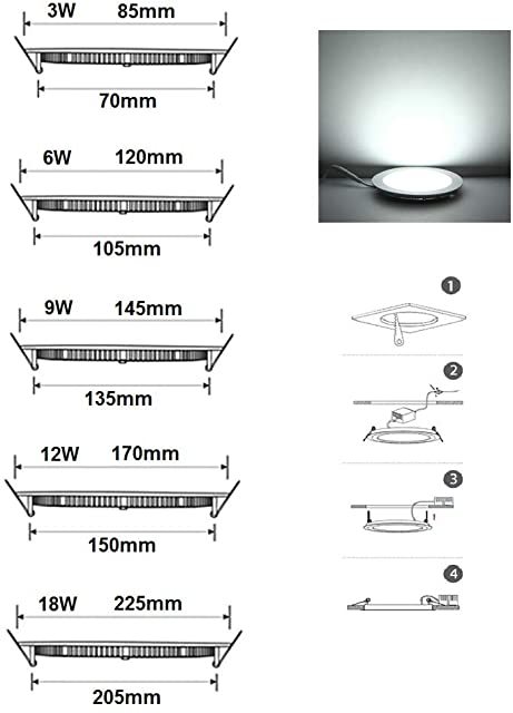Maidodo Ultra Thin LED Panel Light 3W LED Ceiling Recessed Panel Light Slim Round Panel Light for Indoor Lighting Cool white