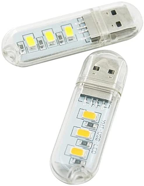 maidodo 5PCS DC 5V Mini Portable USB Night Light 3leds 5730 SMD Desk Book Reading Lights for PC Laptops Computer Mobile Power Camping lamp Cold White