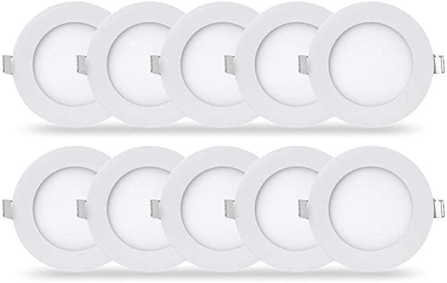 maidodo 10pcs Ultra Thin LED Panel Light 12W LED Ceiling Recessed Panel Light Slim Round Panel Light for Indoor