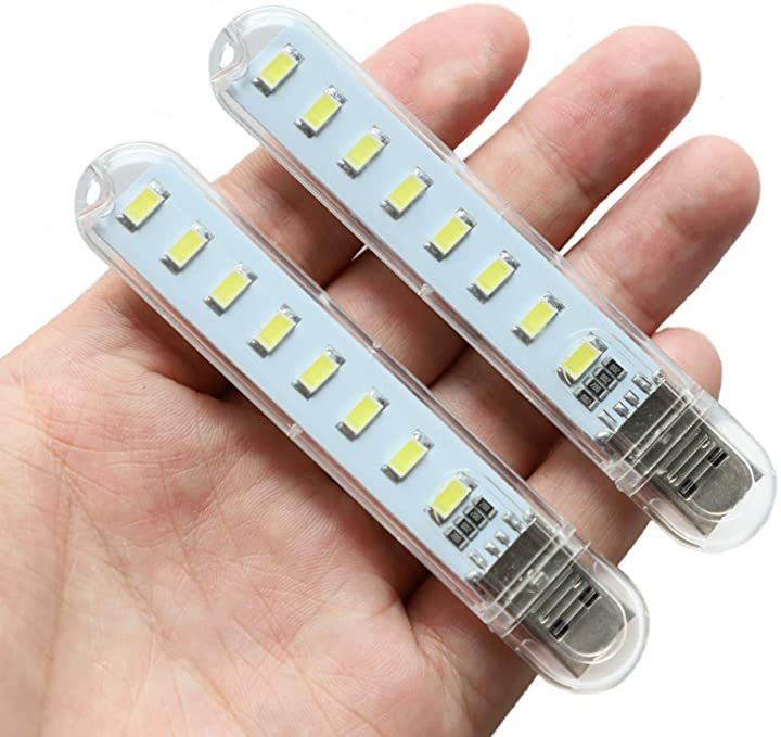 USB Light,Night Light Plug in,Small Led Light Stick with 8 Lamp Beads for Power Brick/Portable Power Station(Pack of 5)
