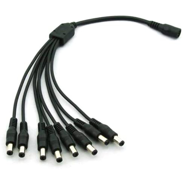 1 Female to 8 Male maidodo DC Power Splitter Cable, Y Extension Wire, 1 to 8 Adapter Cable Connectors for Led Strip CCTV Security Camera Cable Wire Ends Plug