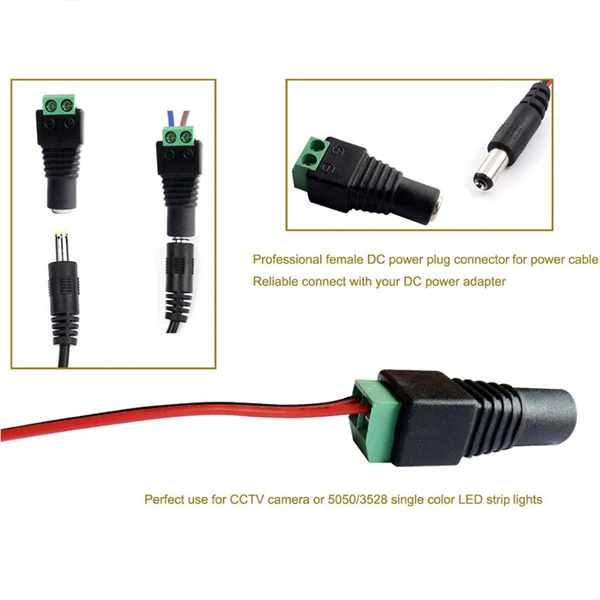 Male + Female maidodo DC Power Connector Cable CENTROPOWER Male + Female Power Jack Adapter for Led Strip CCTV Security Camera Cable Wire Ends Plug Barrel Adapter