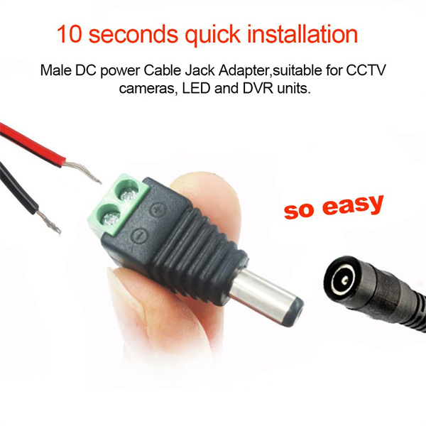 Male maidodo DC Power Connector Cable CENTROPOWER Male Power Jack Adapter for Led Strip CCTV Security Camera Cable Wire Ends Plug Barrel Adapter