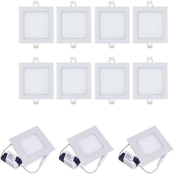 Maidodo Ultra Thin LED Panel Light 6W Warm White LED Ceiling Recessed Panel Light Slim Square Panel Light for Indoor