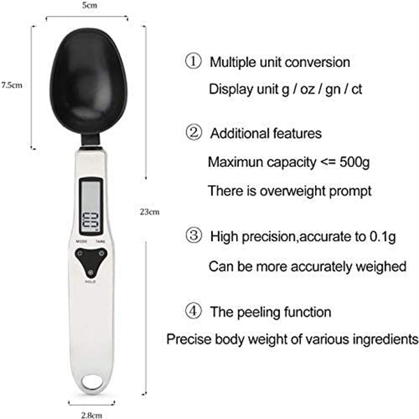 Maidodo Electronic Measuring Spoon, Digital Scale Spoon, Kitchen Electronic Weighing Spoon with LCD Display for Cooking, Baking, Flour, Spices, Medicine, Seasoning