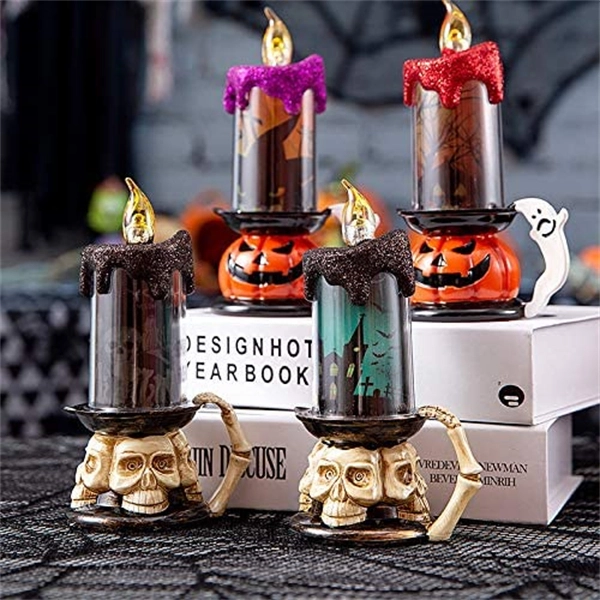 Halloween Candle Lights, Decorative Creative Electronic Candle Lights, Skull Pumpkin Lights, Halloween Creative Decorations