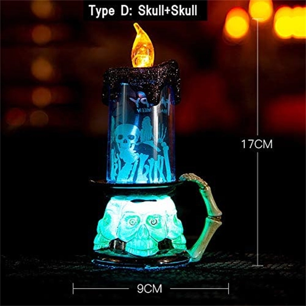 Halloween Candle Lights, Decorative Creative Electronic Candle Lights, Skull Pumpkin Lights, Halloween Creative Decorations