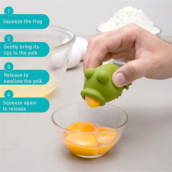 Peleg Design Silicone Egg Separator, Separate Egg Yolk from Egg White, Swallow Release, Yolk Divider Egg Extractor, Kitchen Gadgets Baking Tools (YolkFrog)