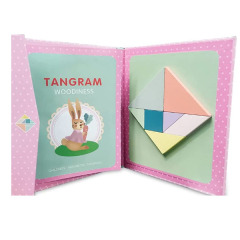 NanYaWei Travel Tangram Puzzle Wood Magnetic Kid Educational Classroom Puzzles Toys for Kids, Boys, Girls Age 3+ Years Old Pink