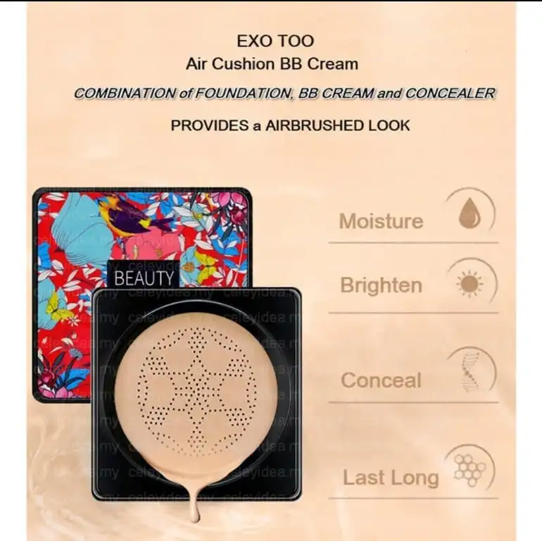 Mushroom Head Air Cushion BB Cream Concealer Foundation CC Cream Brightens Skin Ivory & Natural Color